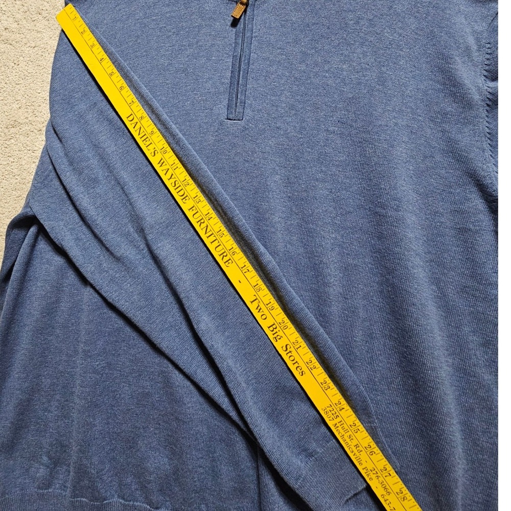 Roundtree & Yorke Mens 2XB Blue Quarter Zip‎ Pullover Sweater Cotton Blend - Picture 11 of 11